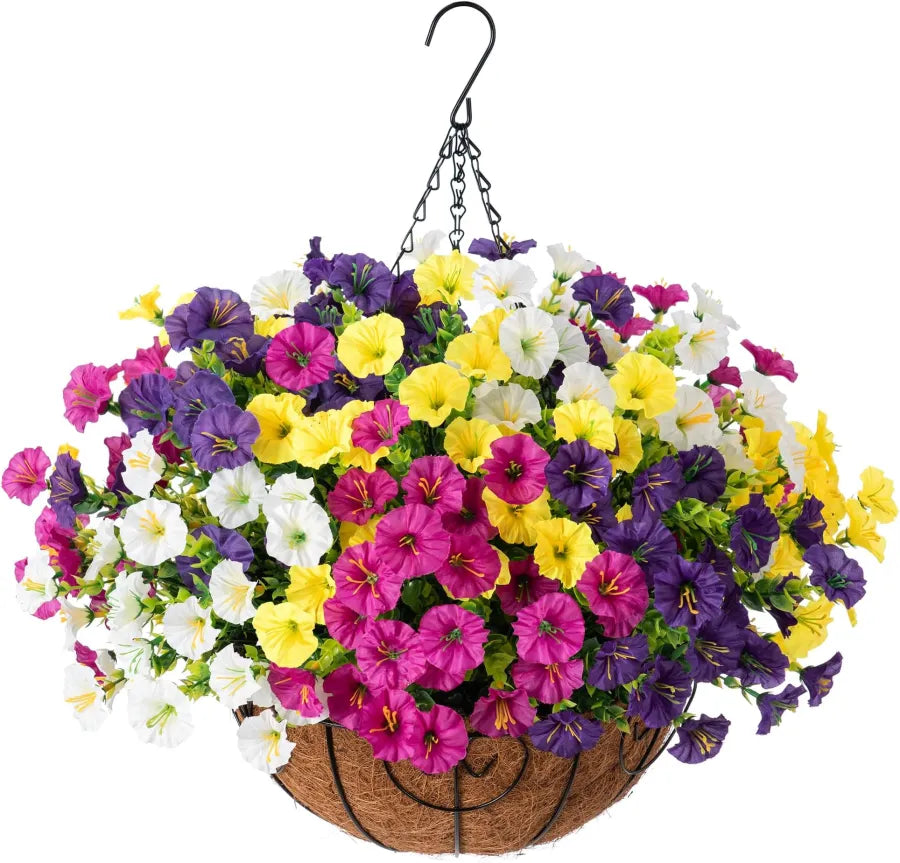 FloraVista - Plantes suspendues artificielles vivantes et panier de fleurs