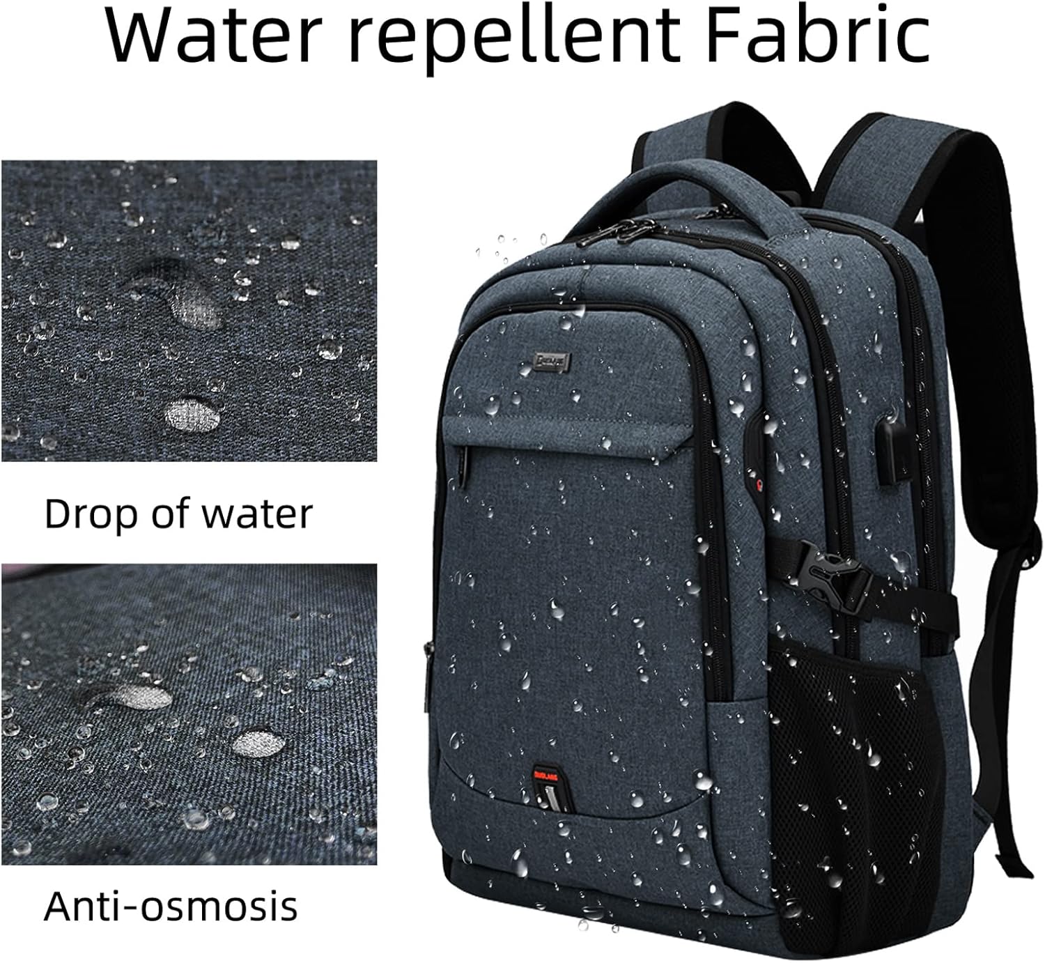 Sac à dos de voyage pour ordinateur portable résistant à l'eau avec port USB et espace de rangement organisé