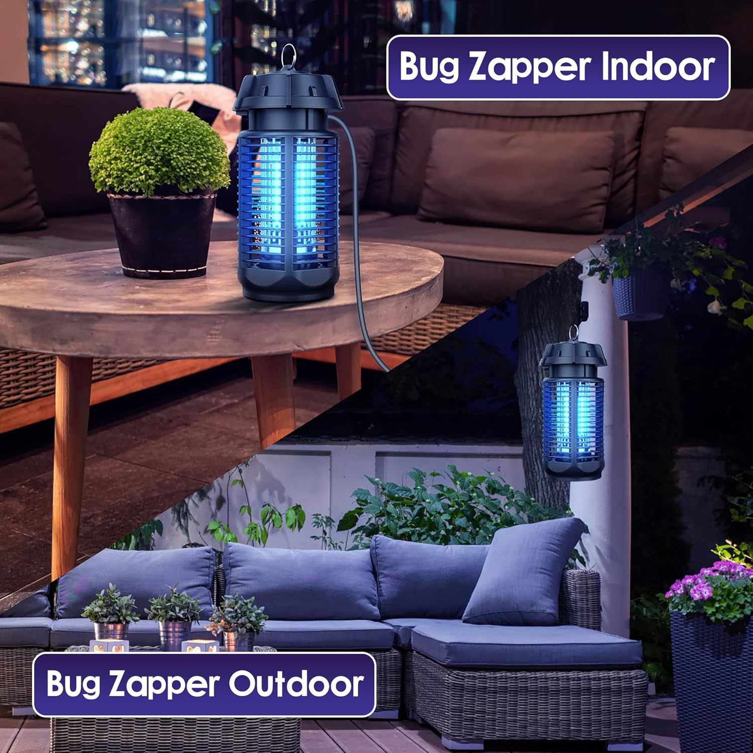Insecticide électrique avec lumière UV de 20W et alimentation de 4200V, étanche IPX4 – Zeytra