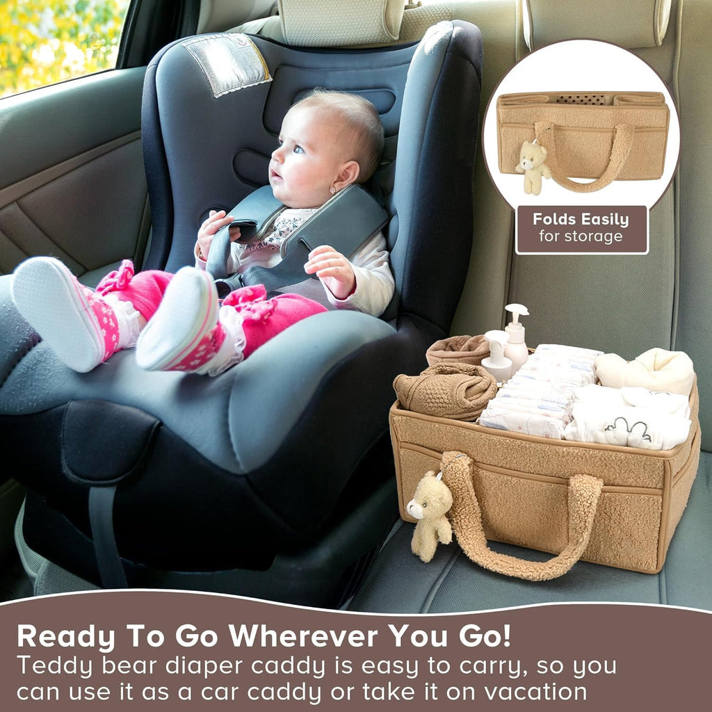 Organisateur de Caddy pour Bébés – Panier de rangement en Sherpa avec compartiments – Elvoria