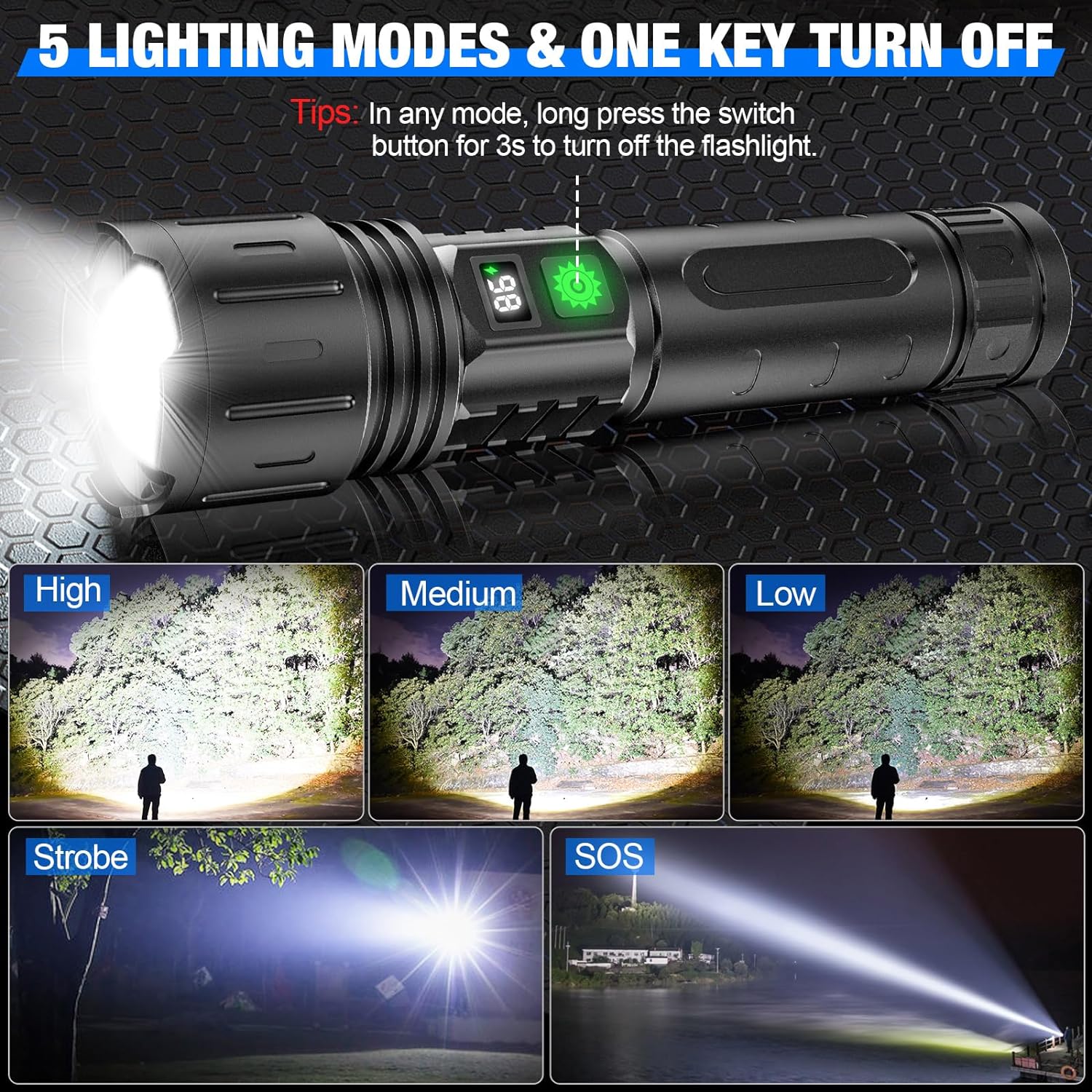 UltraBright Lampe de Poche - Puissante et Rechargeable