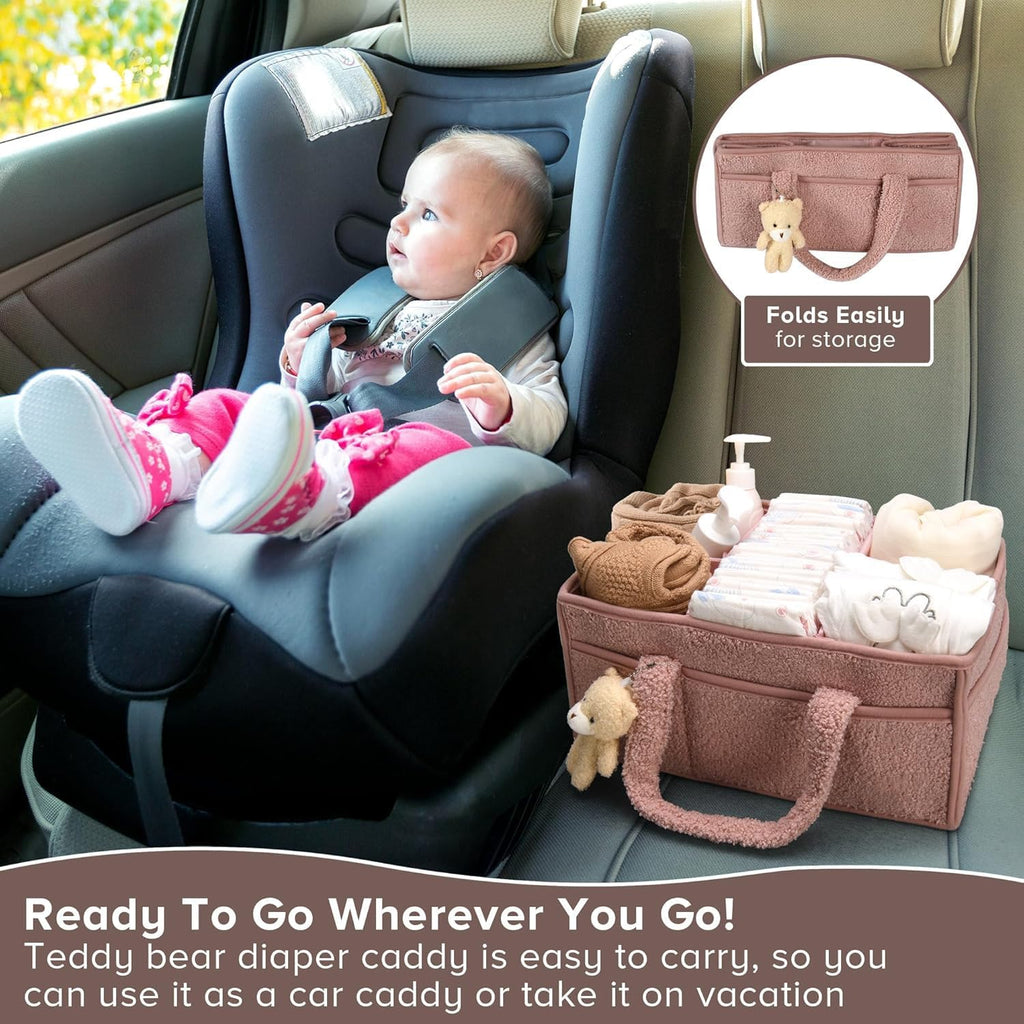 Organisateur de Caddy pour Bébés – Panier de rangement en Sherpa avec compartiments – Elvoria