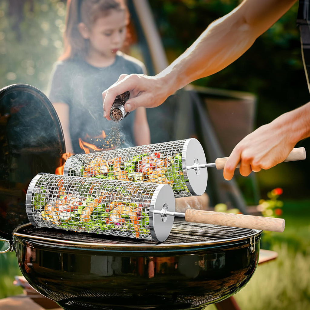 GRILLEXA - Panier de Grill Premium en acier inoxydable pour BBQ en extérieur