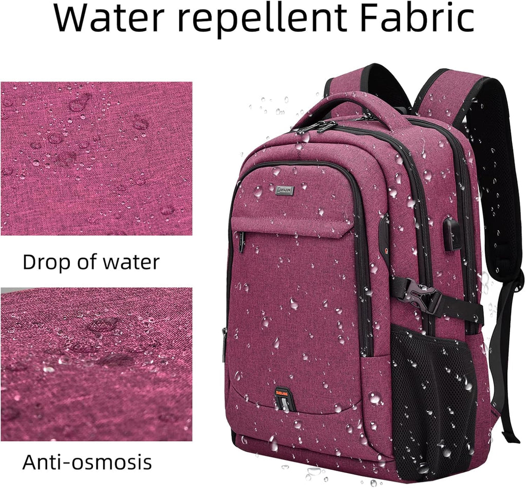 Sac à dos de voyage pour ordinateur portable résistant à l'eau avec port USB et espace de rangement organisé