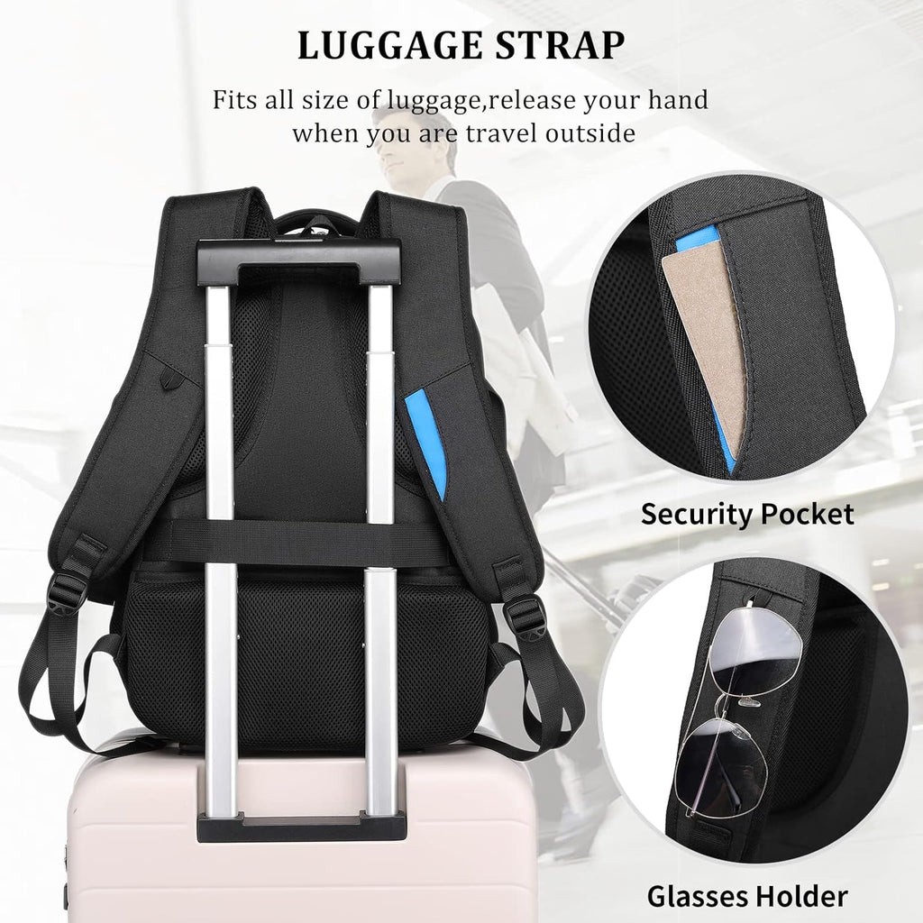 Sac à dos de voyage pour ordinateur portable résistant à l'eau avec port USB et espace de rangement organisé