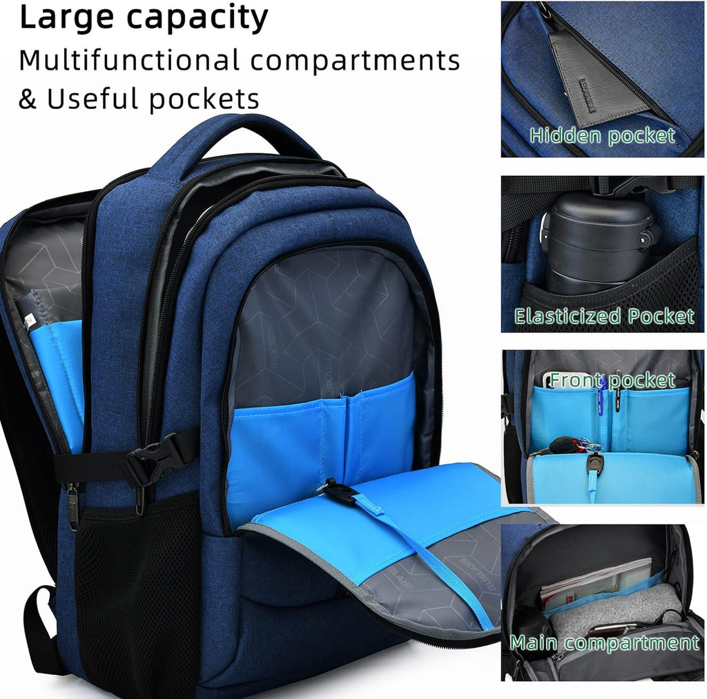 Sac à dos de voyage pour ordinateur portable résistant à l'eau avec port USB et espace de rangement organisé