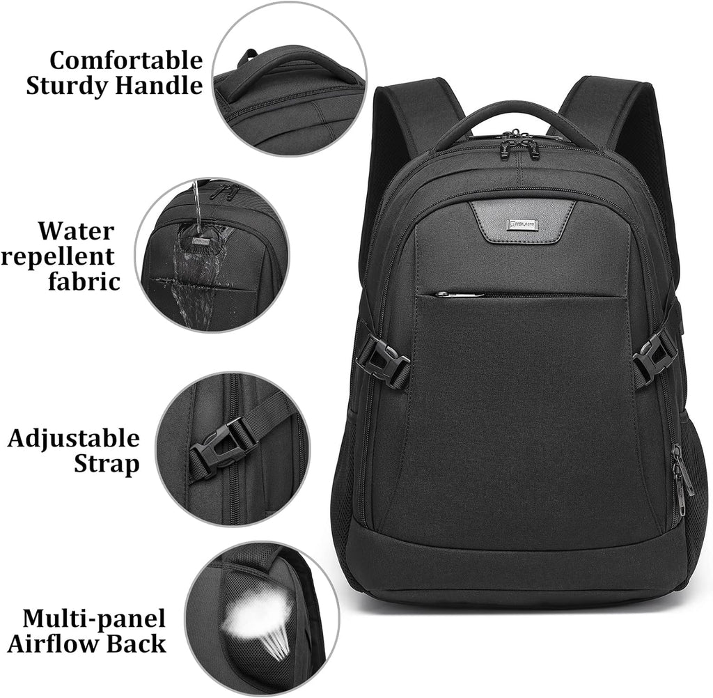 Sac à dos de voyage pour ordinateur portable résistant à l'eau avec port USB et espace de rangement organisé
