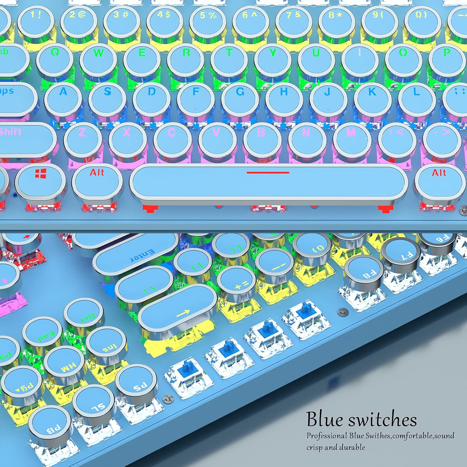 Clavier mécanique de jeu 87 touches avec rétroéclairage RGB et interrupteurs bleus