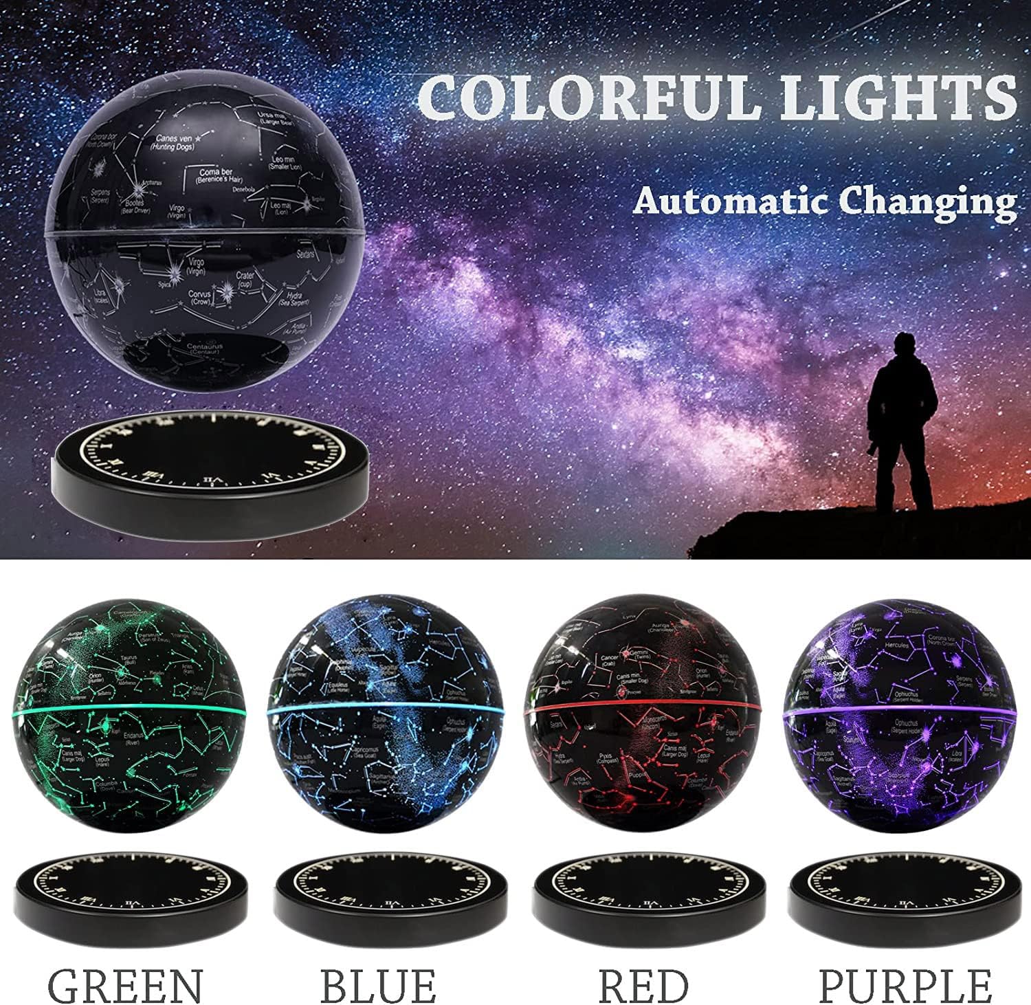 SkyOrbit™ | Lampe à constellation flottante rotative | Lévitation magnétique | Lumière d'ambiance