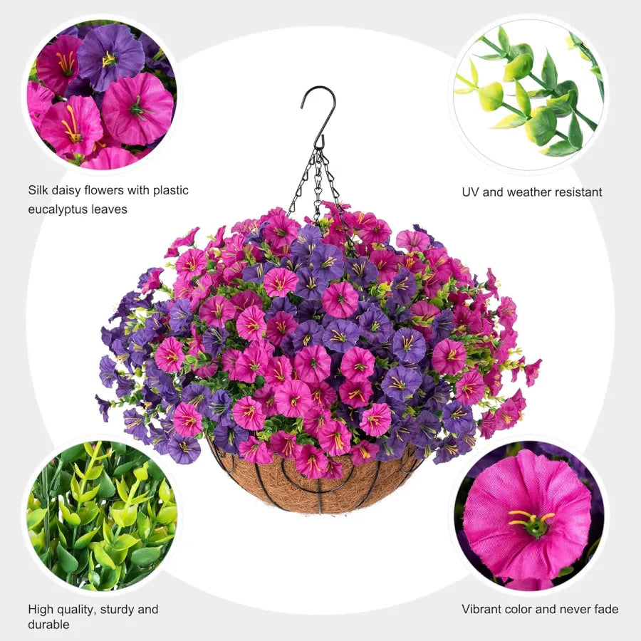 FloraVista - Plantes suspendues artificielles vivantes et panier de fleurs