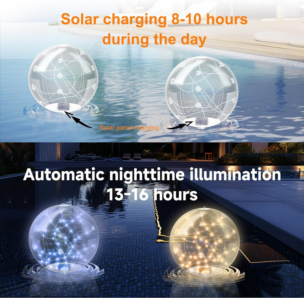 1+1 GRATUIT | PoolAura | Lampes flottantes solaires pour piscine – Étanches & Changeantes de couleur