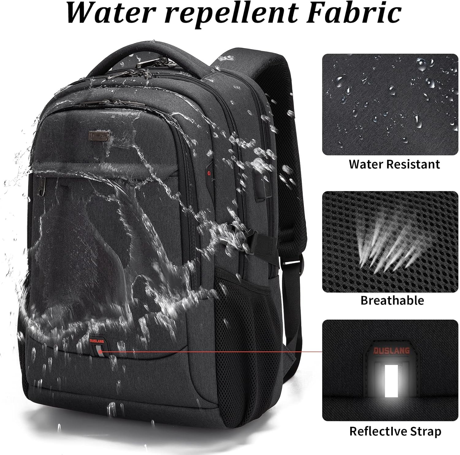Sac à dos de voyage pour ordinateur portable résistant à l'eau avec port USB et espace de rangement organisé