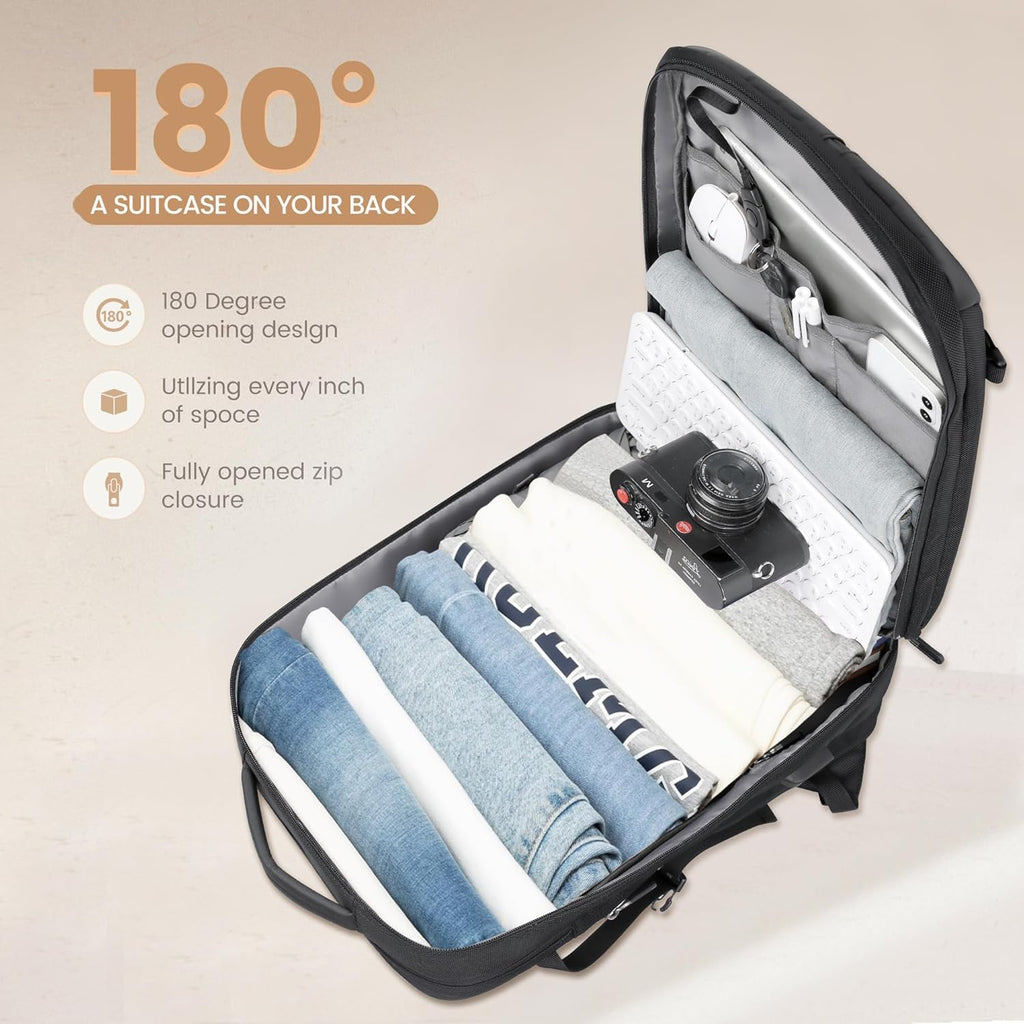 Sac à dos de voyage étanche extensible de 40L avec port USB et compartiment pour ordinateur portable de 17" – AirVoyage