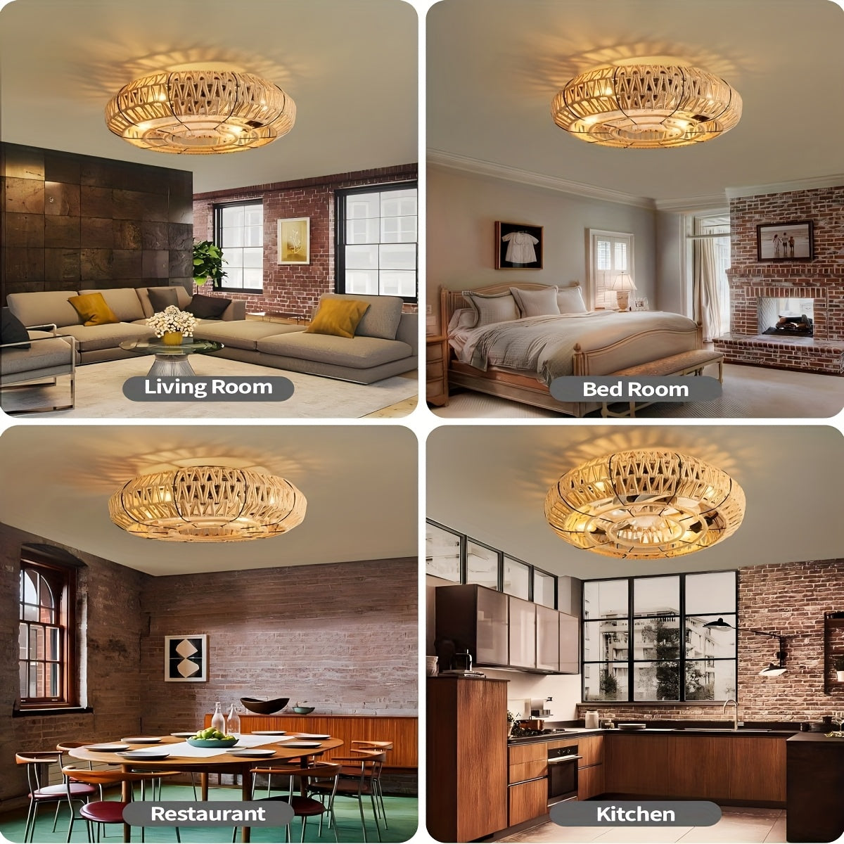 Amara ventilateur de plafond en rotin tissé à la main – un élément décoratif silencieux au style zen