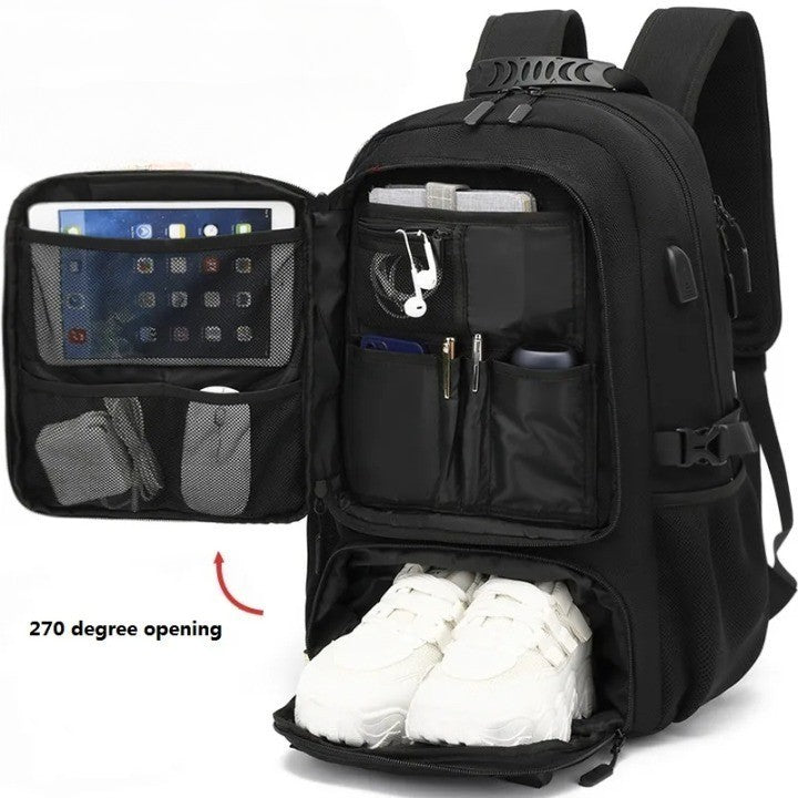 Tech Trek Pro 50-80L – Le sac à dos ultime avec fonction de charge USB | Robuste et spacieux