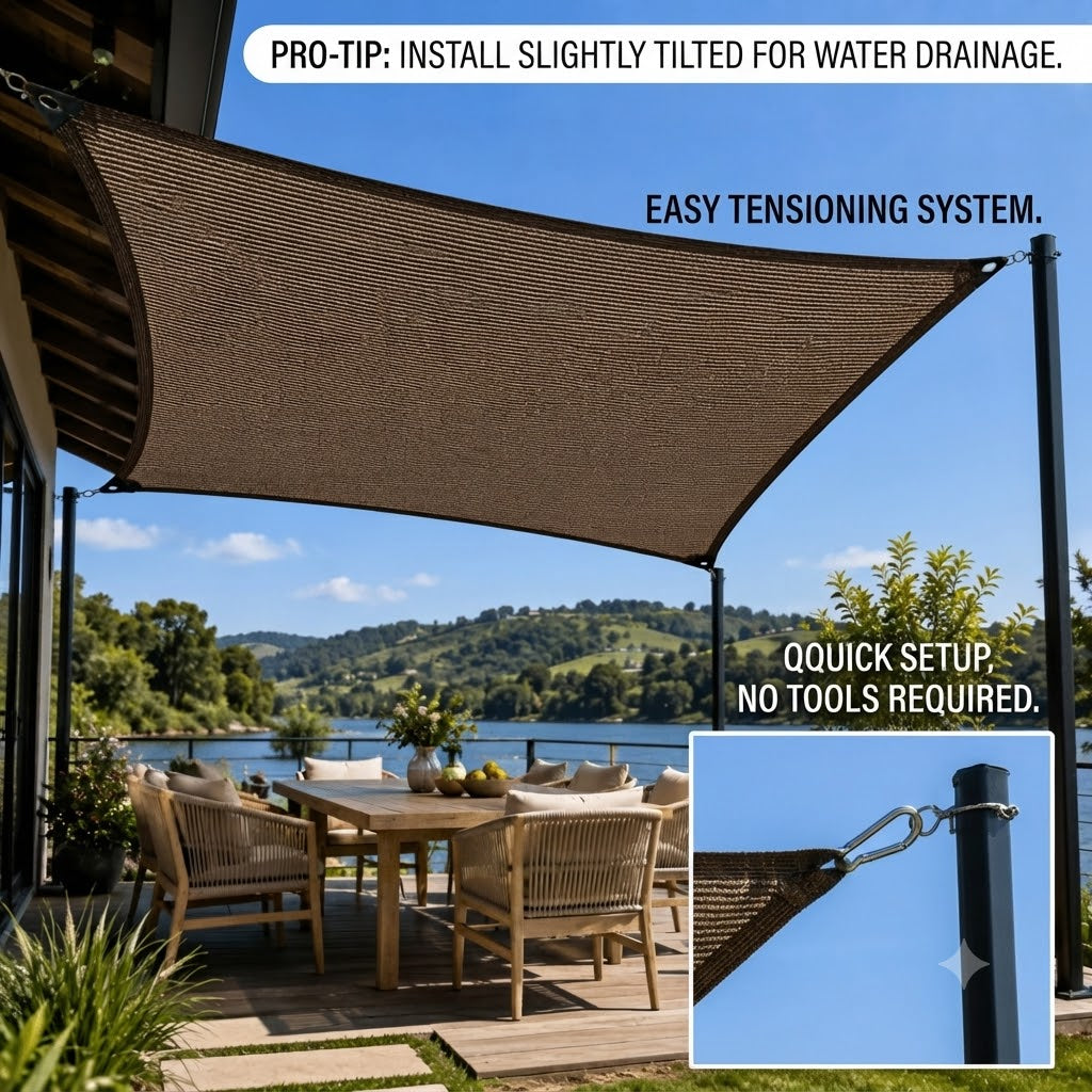 Filet d'ombrage en HDPE pour jardin et terrasse