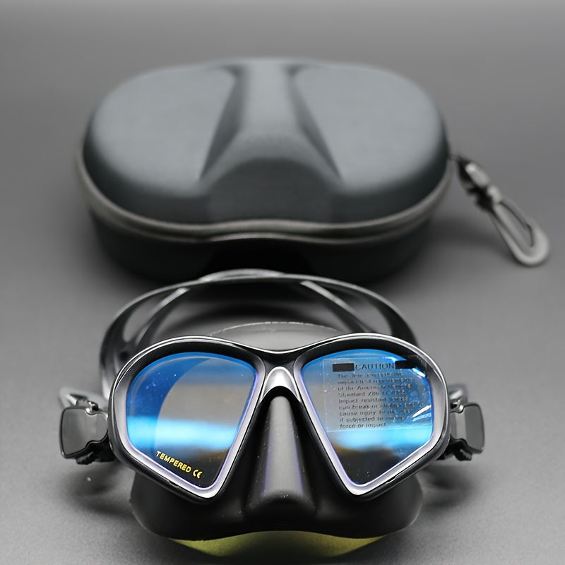 Masque de Plongée en Verre Trempé avec Étui de Rangement - Lunettes de Plongée avec Anti-Buée et Fixation pour Caméra