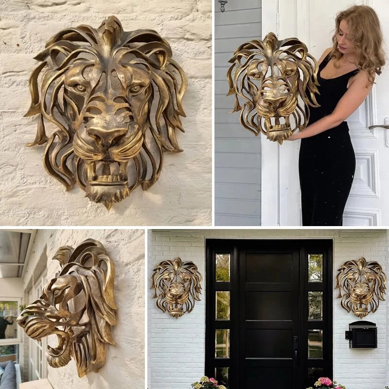 Tête de Lion en Métal Décoration Murale - Élégante et Robuste