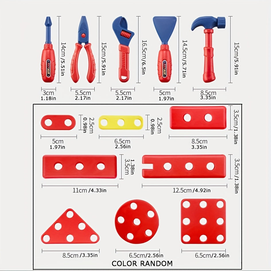 Ensemble d'outils de 48 pièces pour enfants – Avec perceuse électrique, casque de sécurité et sac de rangement