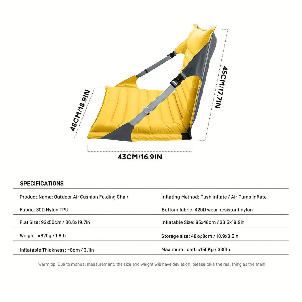 AirComfort Chaise Gonflable – Réglable et Compacte