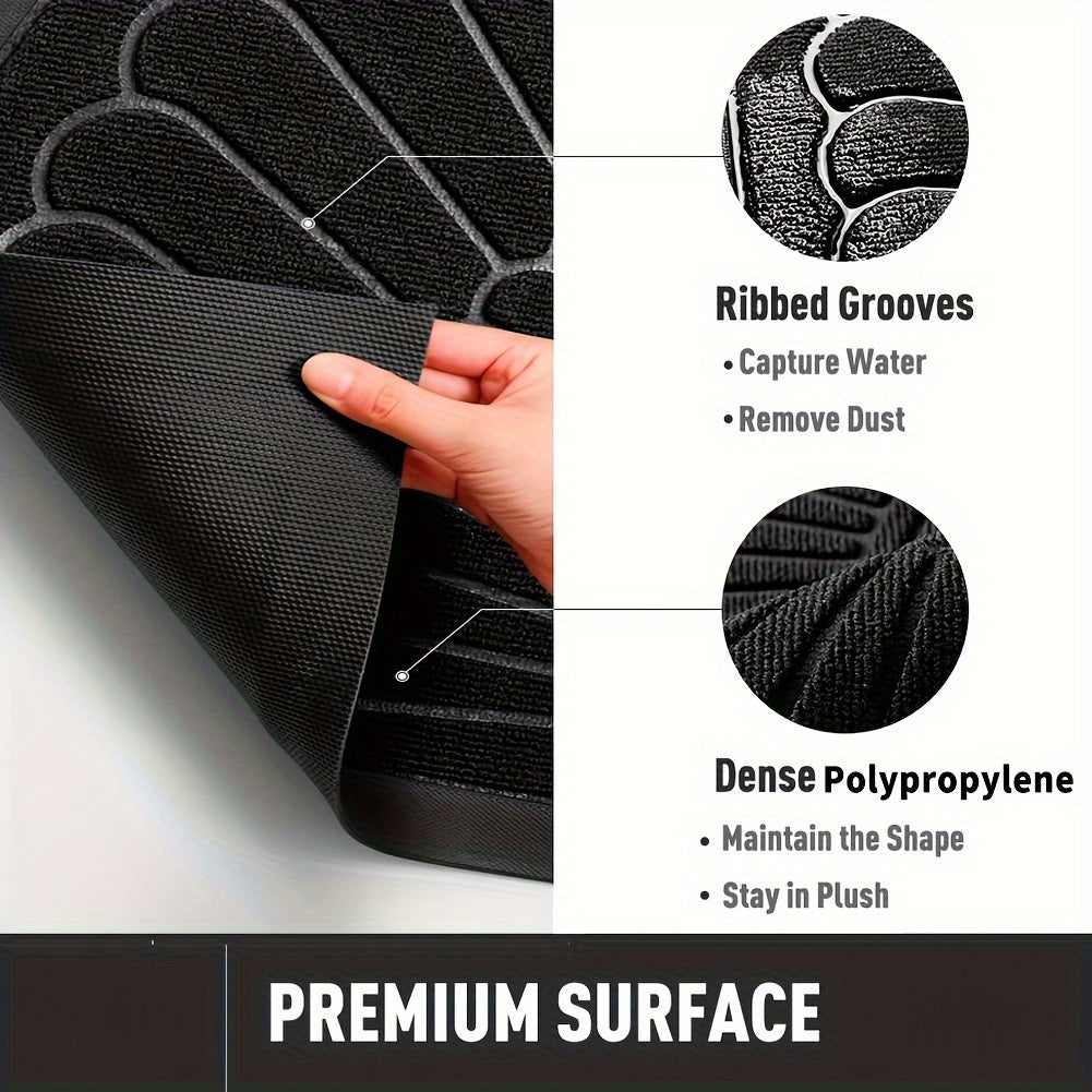Tapis de Porte en Caoutchouc Durable - Design Arrondi pour Intérieur et Extérieur