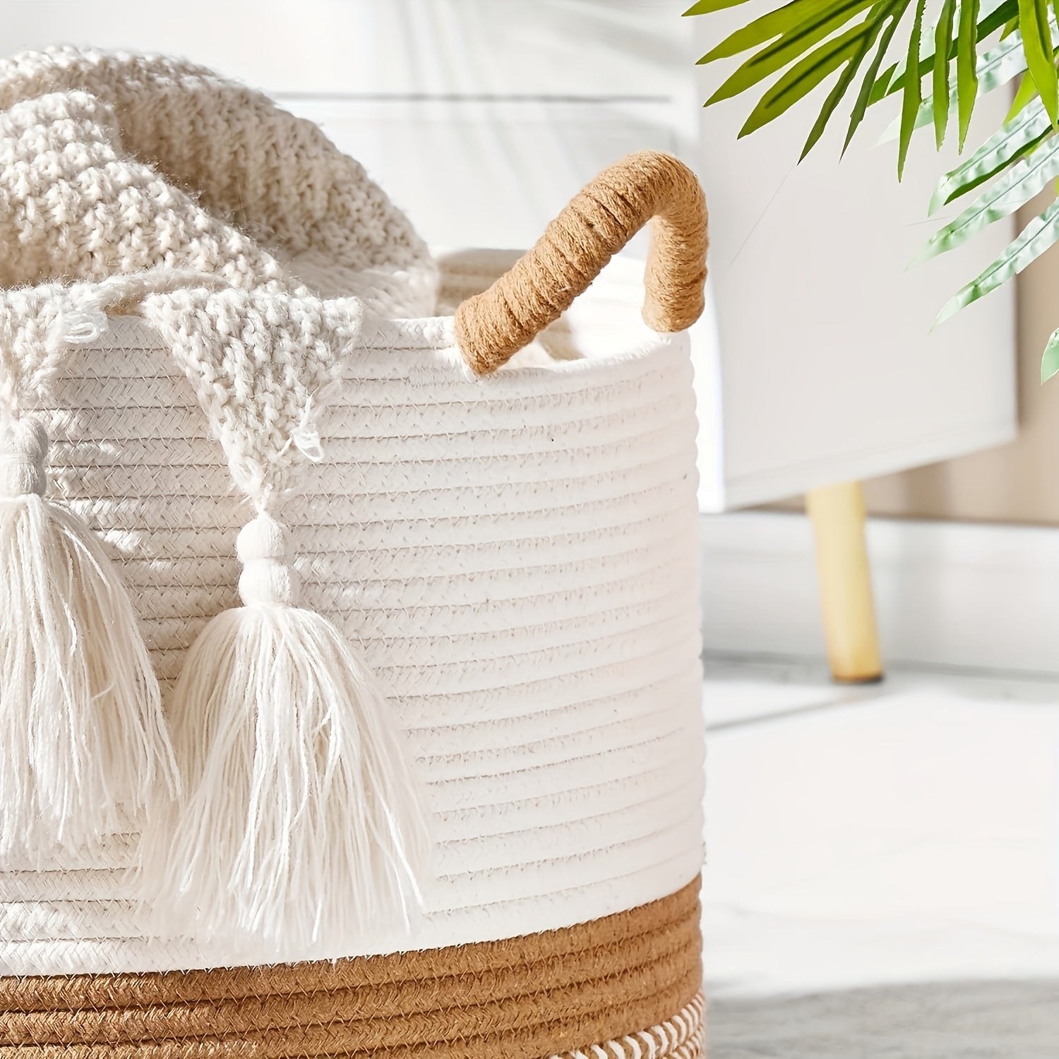 Panier de Rangement en Coton Boho - Solution Élégante et Pratique