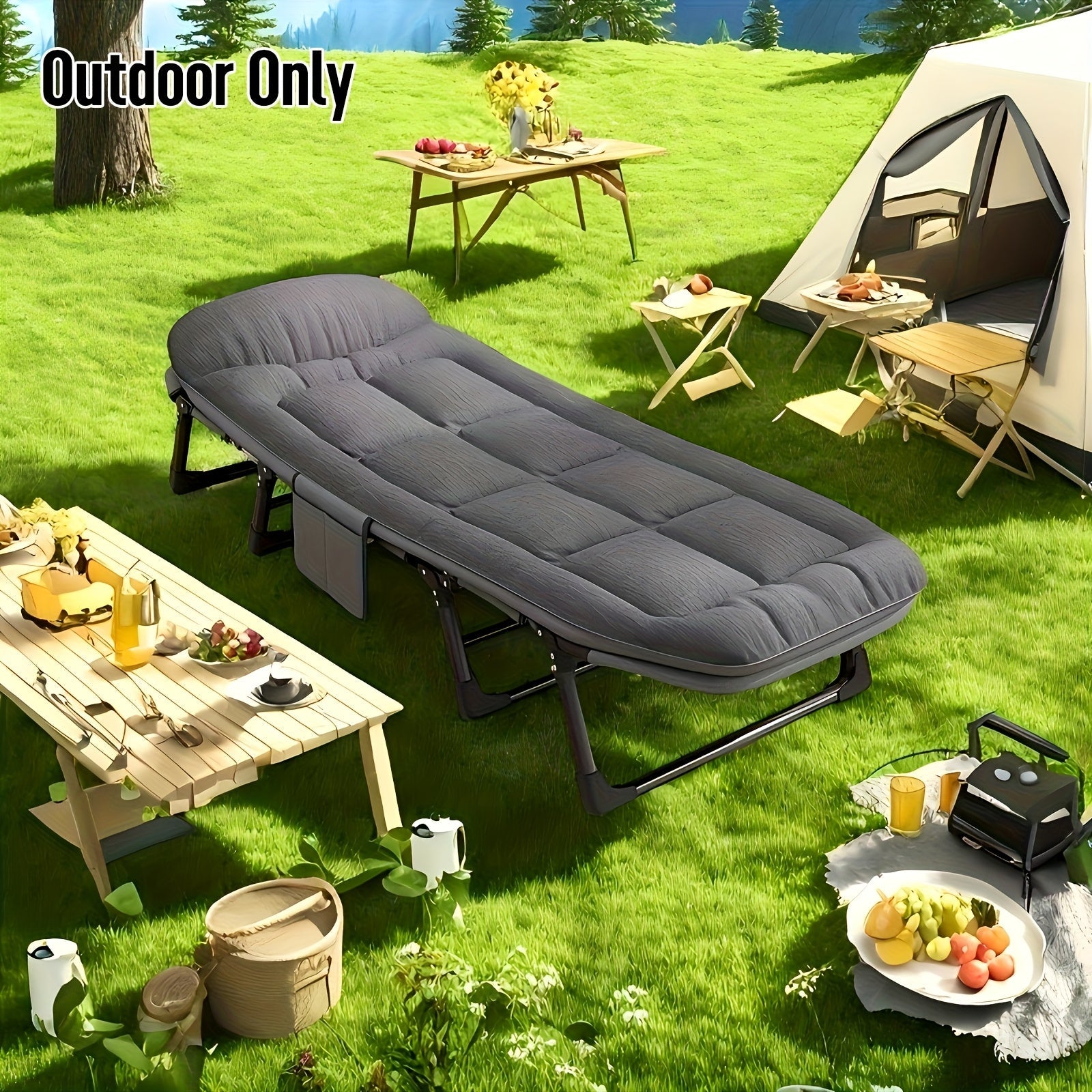 Lit de camping pliable pour adultes – Cadre en aluminium léger et en acier inoxydable