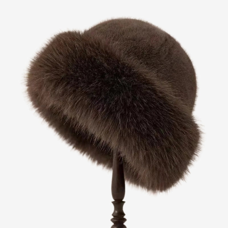 Emma – Chapeau bob en fourrure duveteuse avec protection pour les oreilles