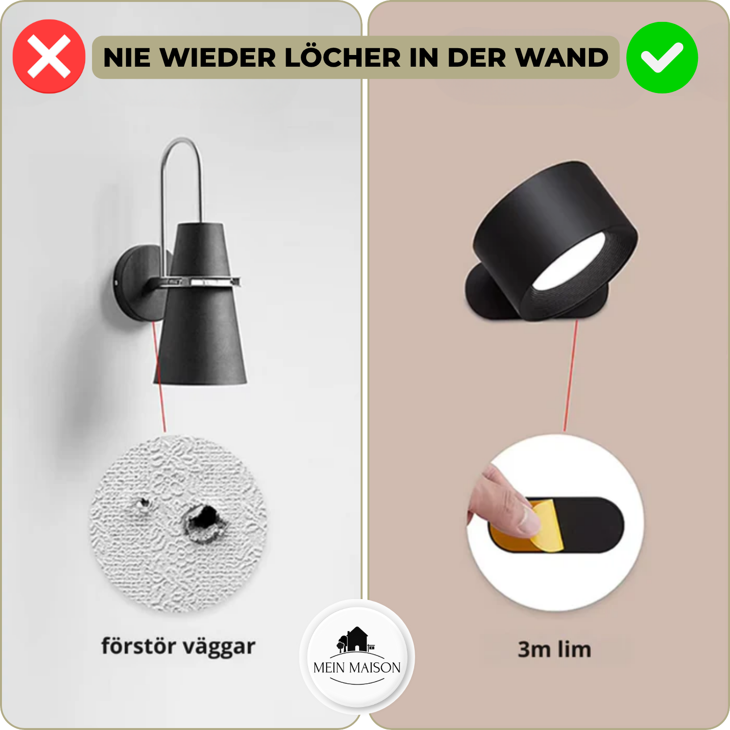 Applique LumiScandi | Sans fil & Rechargeable | Design Scandinave | Bois Chêne