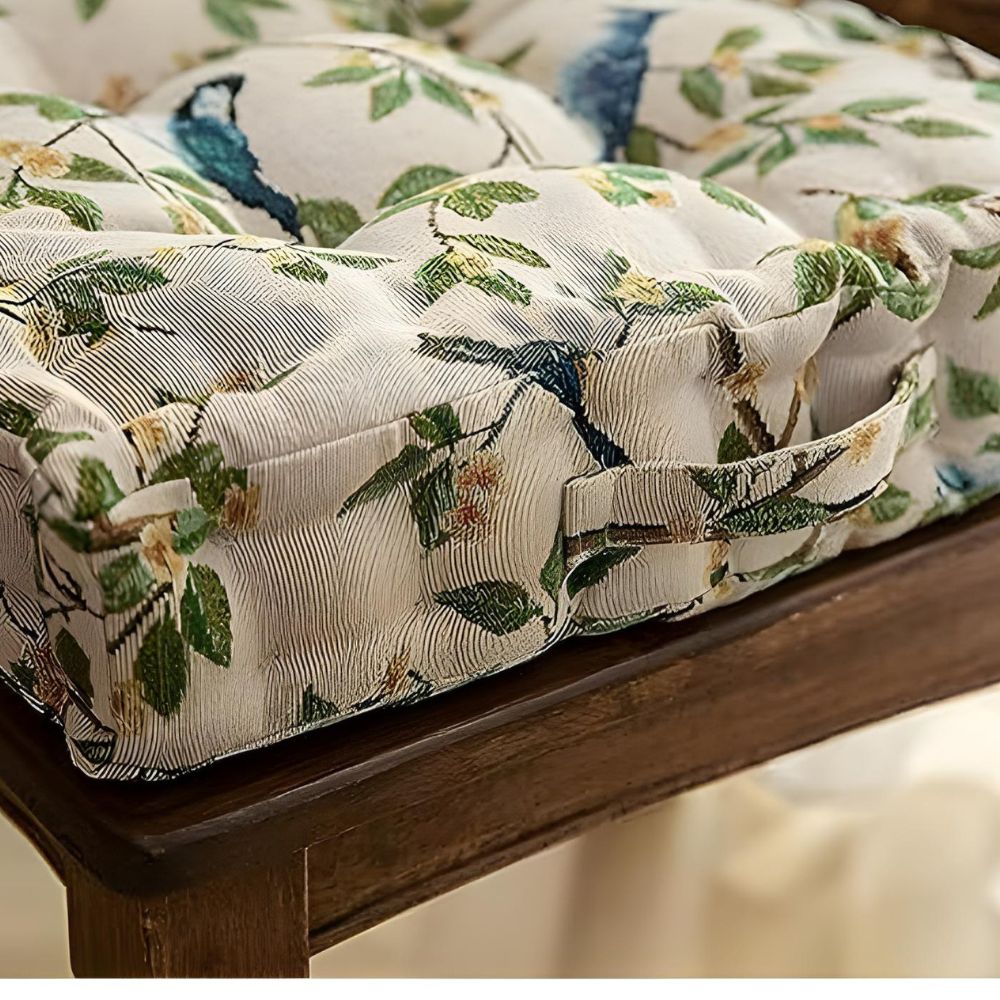 Coussin Feuille Oiseau Fantaisie