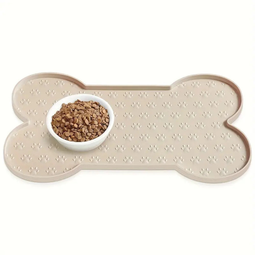 Tapis de Nourriture en Silicone en Forme d'Os pour Animaux