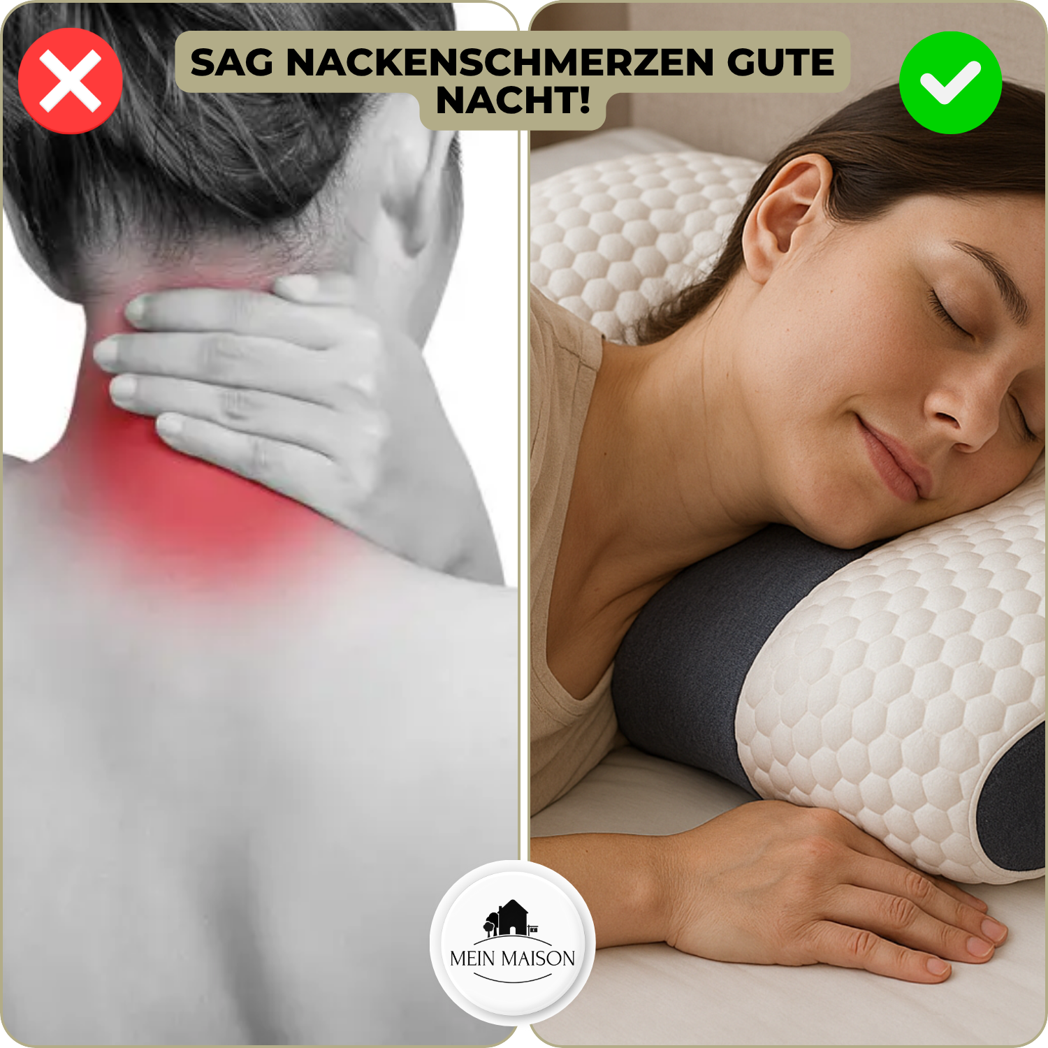 Coussin cervical orthopédique OrthoRest | Contour ergonomique | Mousse à mémoire | Respirant