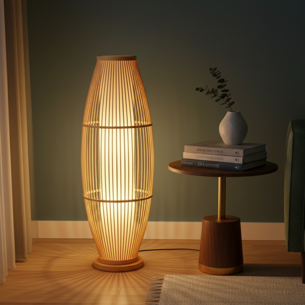 BambooGlow | Élégante lampe de table et de sol moderne éco-responsable pour le salon