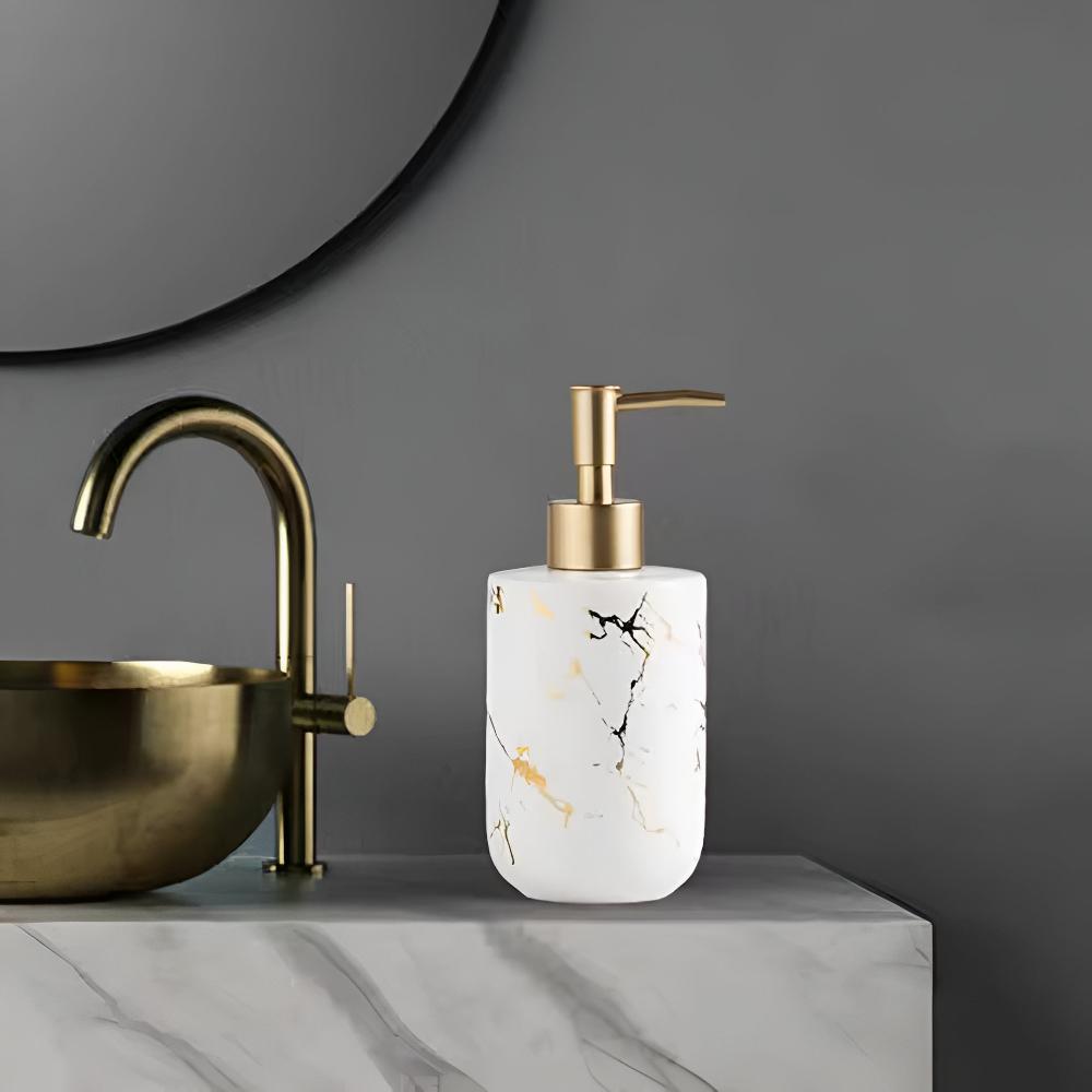 Distributeur de Savon en Marbre Doré Luxe