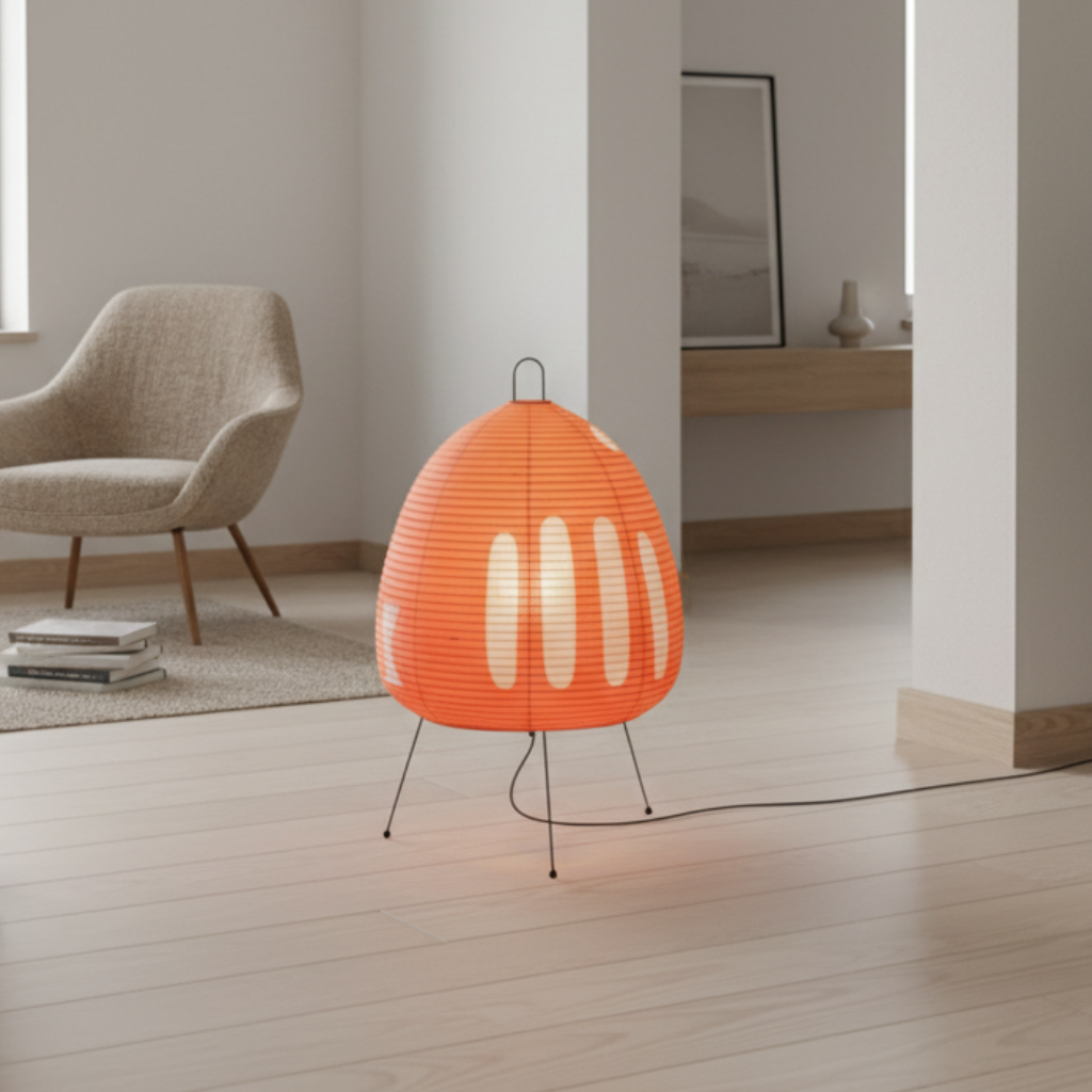 Yunari Haze - Lampe de sol et de table en papier de riz Wabi-Sabi pour une ambiance chaleureuse