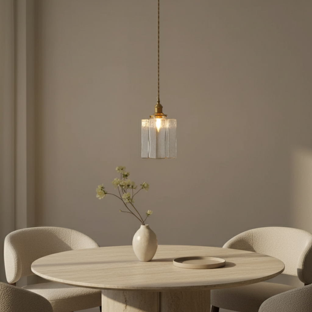 Collection Savoy | Suspension en Verre avec Finition Texturée, Style Vintage pour Éclairage de Cuisine