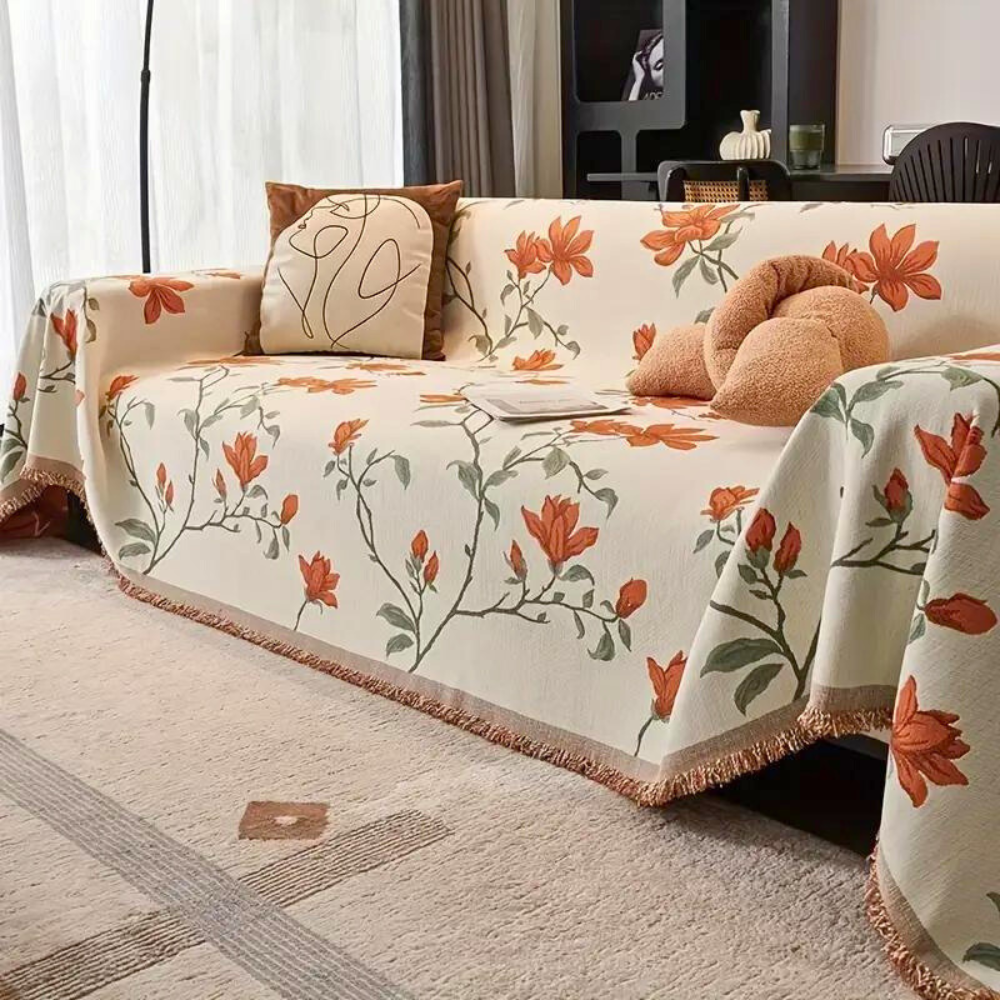 Housse de Canapé Chenille Florale Vintage