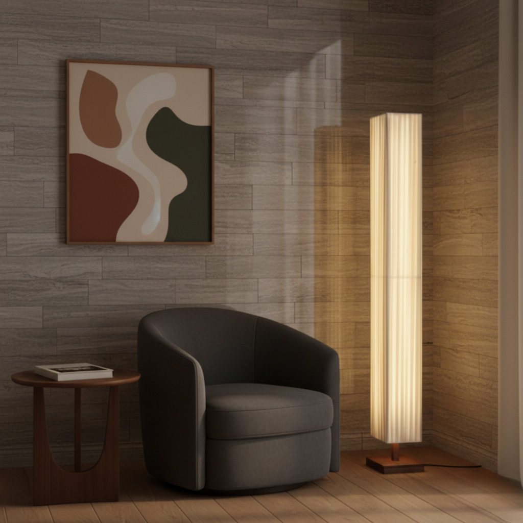 Hikari | Élégante lampe sur pied japonaise moderne avec lumière LED douce et chaleureuse