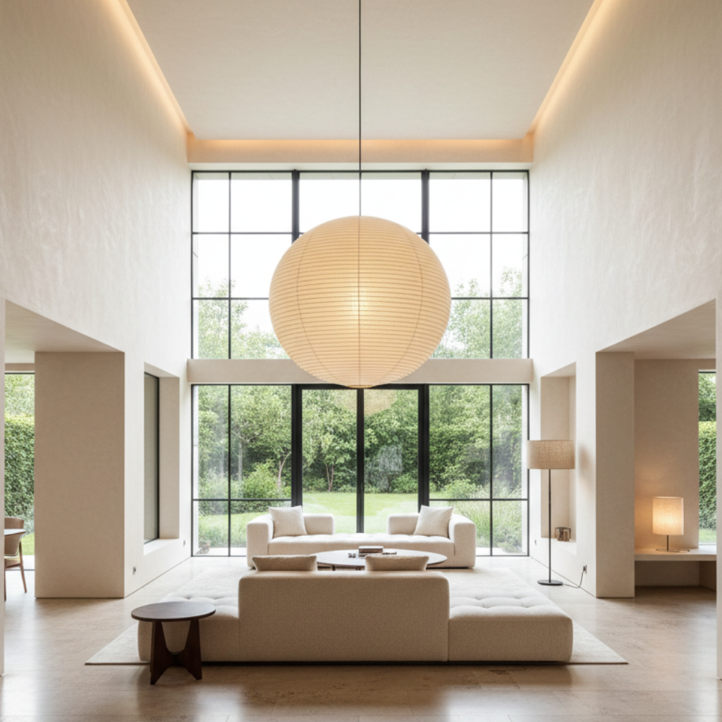 Lampe Suspendue Ronde Akari - Éclairage Suspendu Élégant avec Éclairage Ambiant