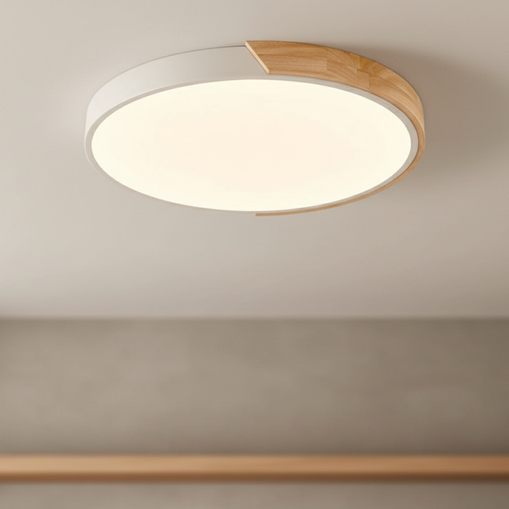 Lumière de plafond encastrée en bois Splice - Design moderne Japandi dimmable