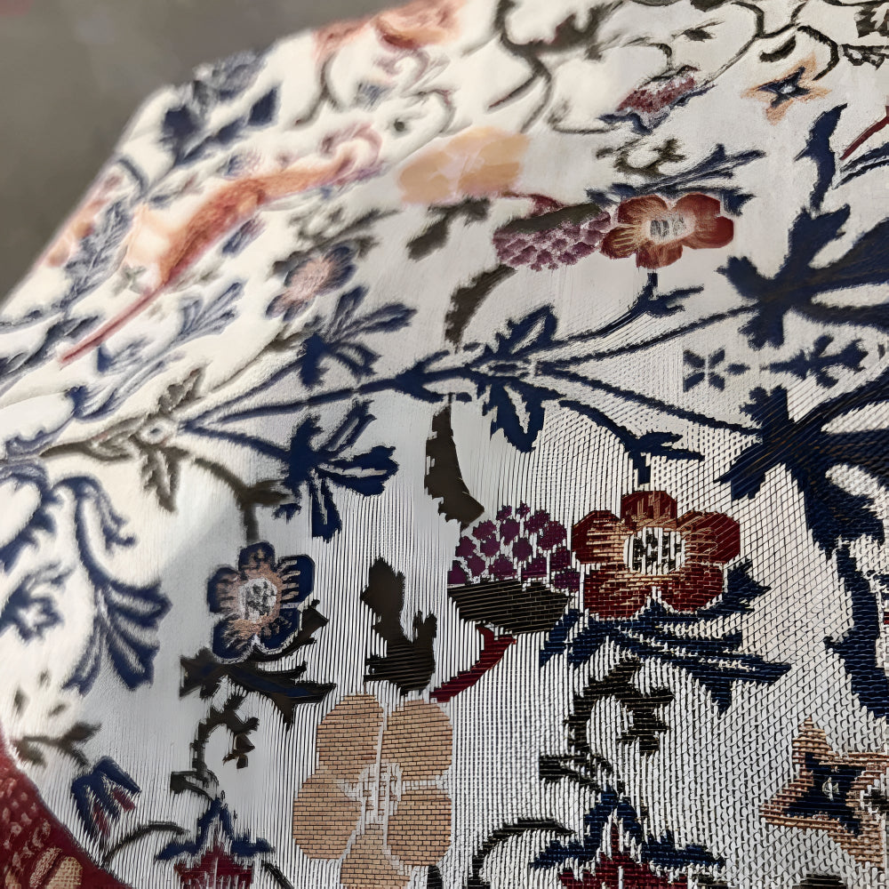 Chemin de Table Jacquard Vintage Floral & Oiseau