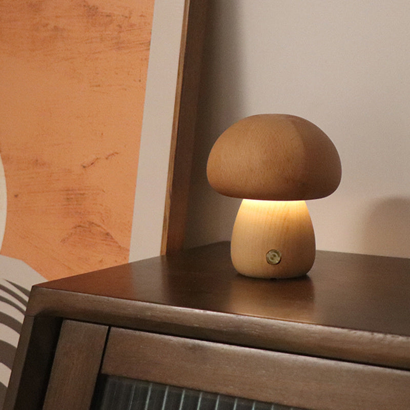 Lampe de table Vintage en bois Champignon