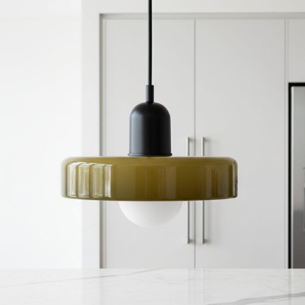 Luminaire en Verre Inspiré du Bauhaus – Éclairage Suspendu Moderne pour Cuisine