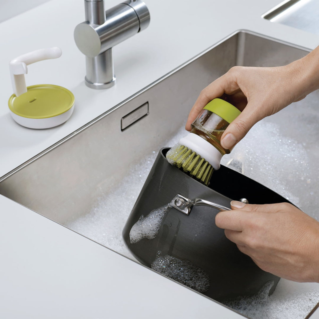PanScrub - Brosse à vaisselle avec distributeur de liquide vaisselle