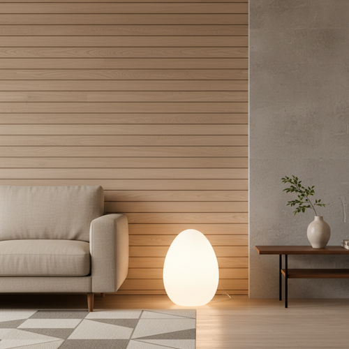 SolStone | Lampe de sol sculpturale œuf moderne minimaliste pour salon