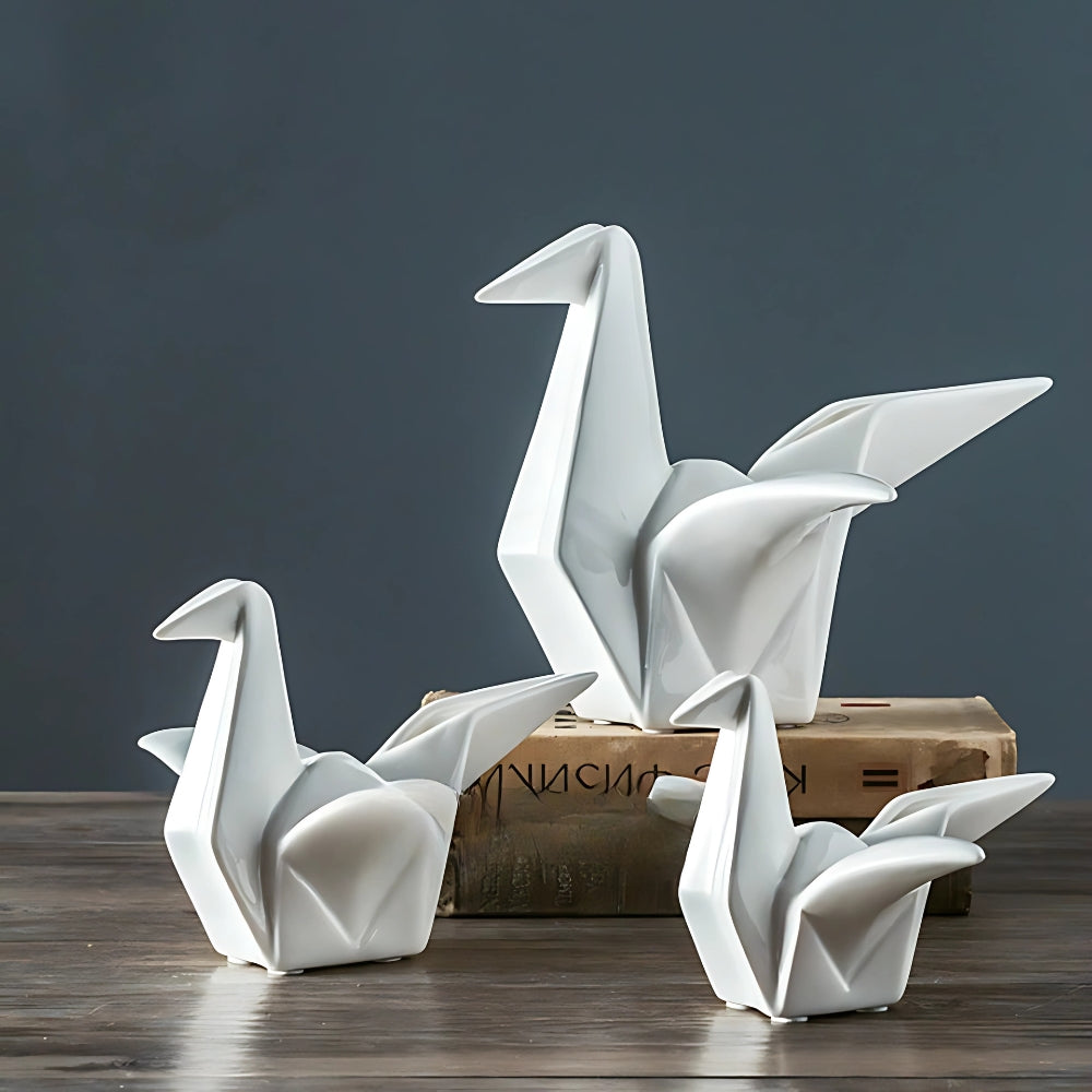 Statue d'oiseau en céramique inspirée de l'origami