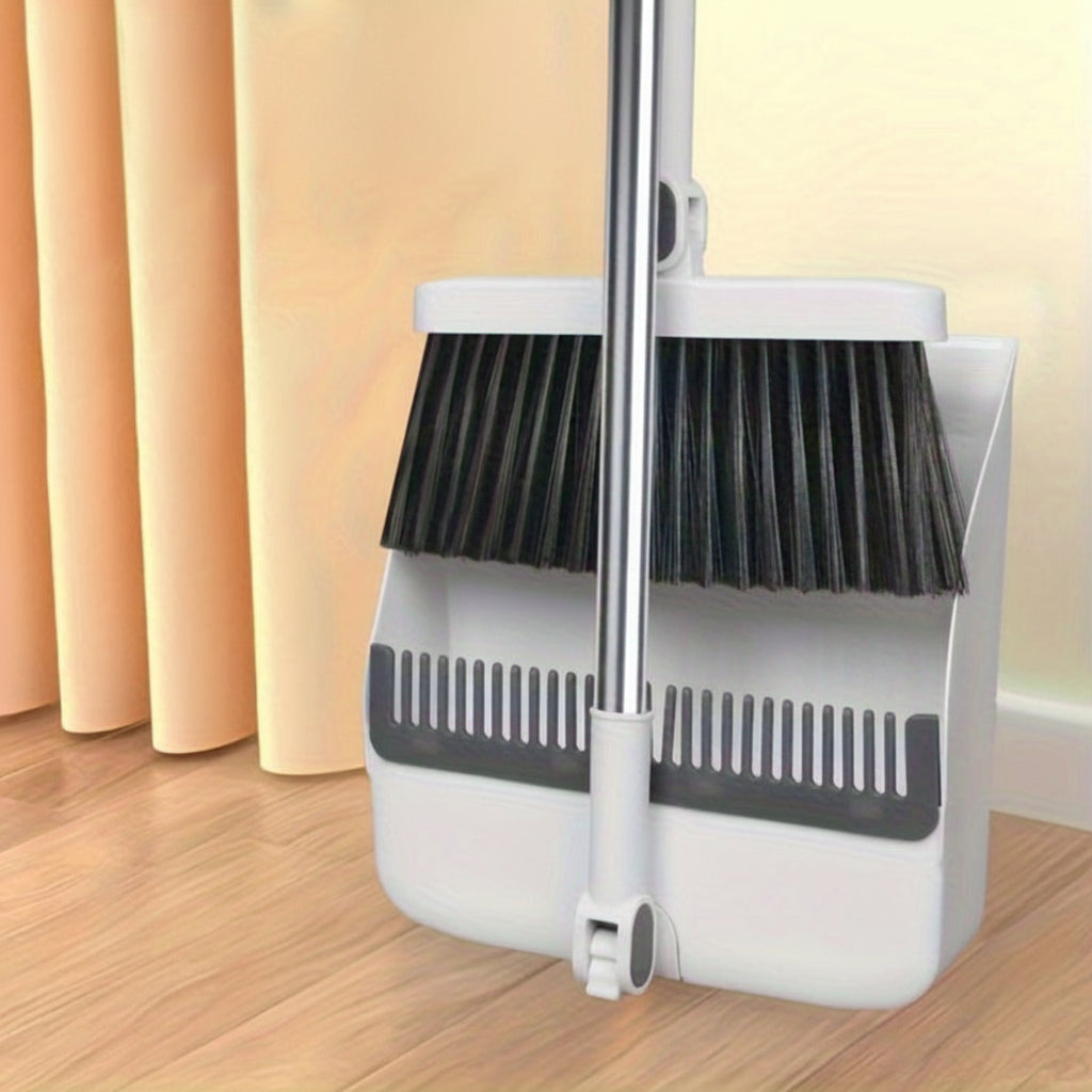 CLEANSWEEP PRO – Ensemble de balai et pelle à poussière avec manche long rotatif et dents de peigne intégrées