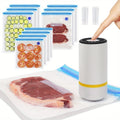 Skanto | Appareil de vide électrique portable avec sacs de conservation sous vide – Inclus 3 tailles (4x8,5", 3x11", 3x13,5"), sacs zip sous vide et pompe électrique