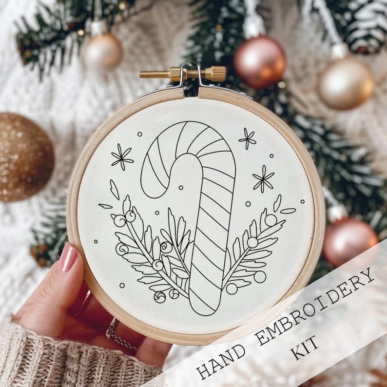 Ensemble de broderie de Noël DIY | Kit complet pour décoration faite maison | 20 cm