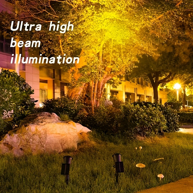 SOLARGLOW - Lampes de paysage solaires extérieures 2-Pack, projecteurs LED avec 3 niveaux de gradation et étanchéité IP44